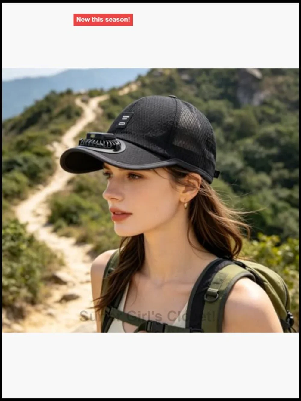 Solar Powered Baseball Cap with Fan, UV Protection Sun Hat, Adjustable